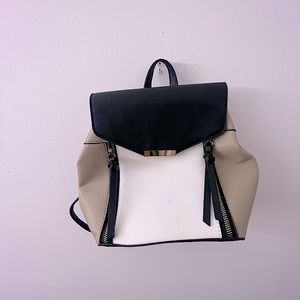 New Boutique Black Tan White Mini Backpack Bag Purse School Office